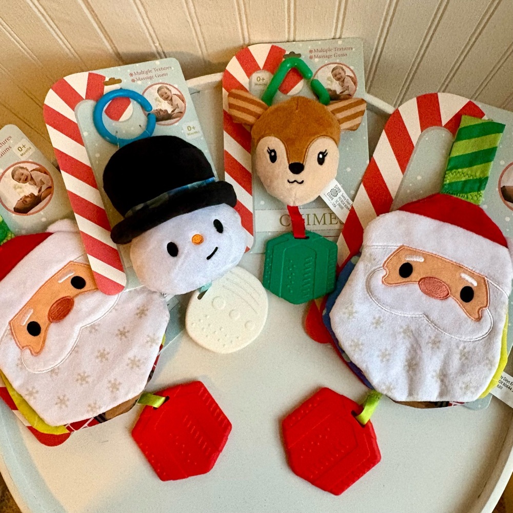 NWT New Baby Christmas gift lot - crinkle books & tethers Stocking Stuffers.